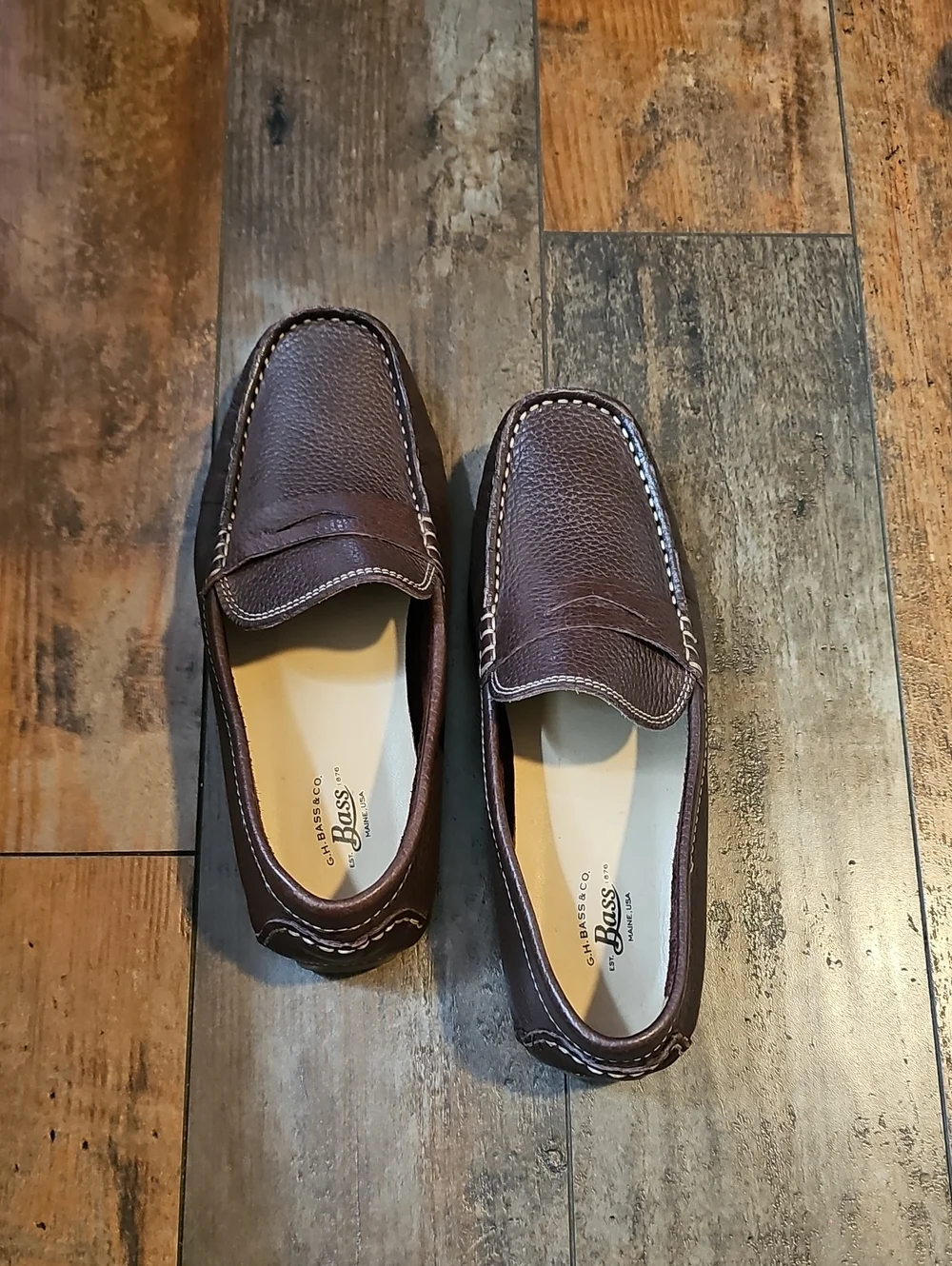 Bass Brown Pebbled Leather Penny Loafers